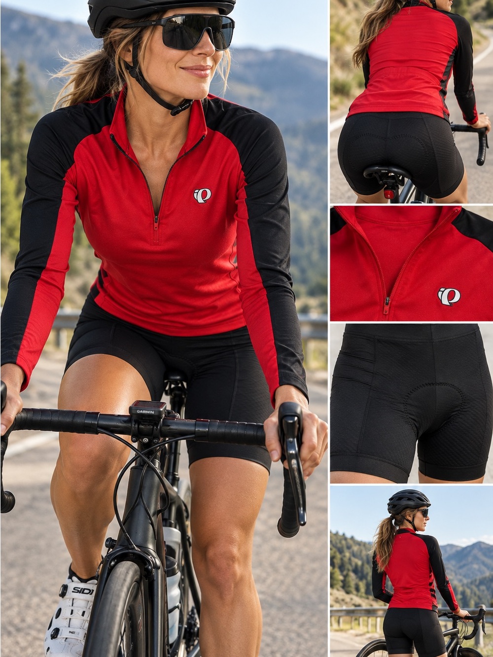 Pearl Izumi Women’s Cycling Set Large Red Black Jersey Padded Bike Shorts